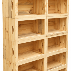 Дървена щайга с четиристранен борд – 60×35×35 см
