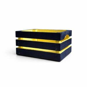 Декоративна дървена щайга жълто черна 22x16x12 см